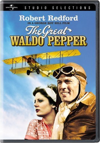 DVD cover for "The Great Waldo Pepper" featuring a biplane and pilots.