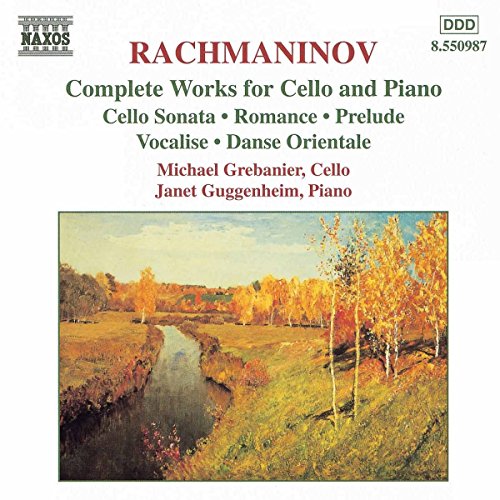 CD cover for Rachmaninov’s cello and piano works with autumn landscape.