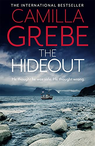 Book cover: dark seascape with a small boat, title “The Hideout”.
