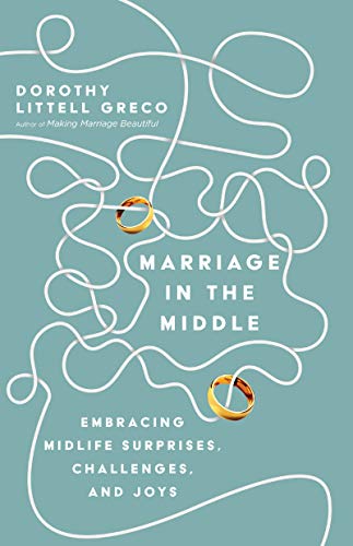 Book cover with abstract white lines and two golden wedding rings.