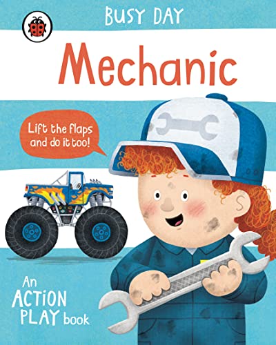 Children's book cover featuring a smiling mechanic with a wrench and a monster truck.