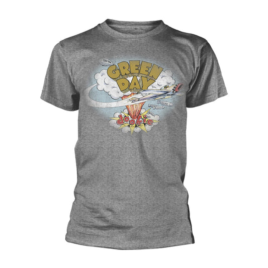 Gray t-shirt with "Green Day - Dookie" album art graphic.