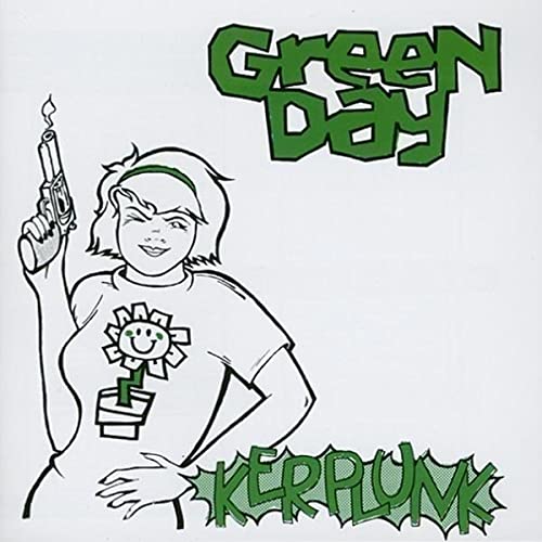 Green Day Kerplunk album cover featuring a girl holding a smoking gun.