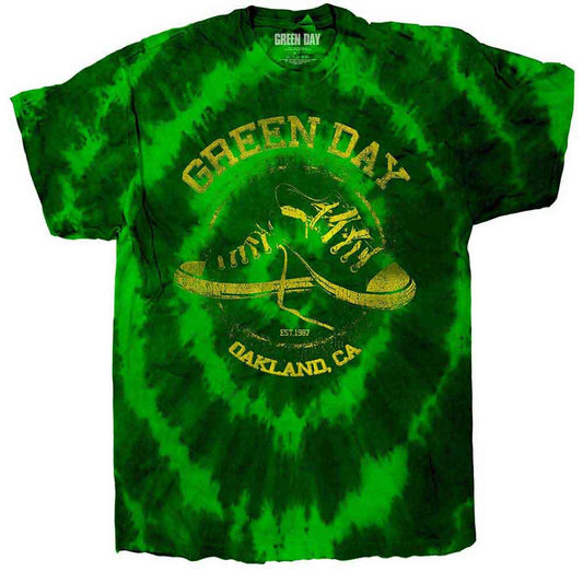 Green Day band logo t-shirt, washed green, size 11-12 years old.