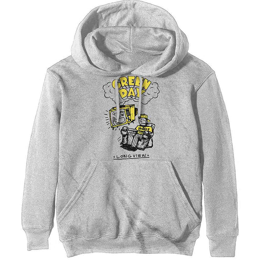 Gray hoodie with "Green Day" and "Longview" doodle design.