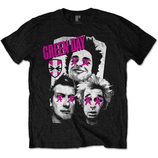 Black Green Day t-shirt with graphic of band members and logo.