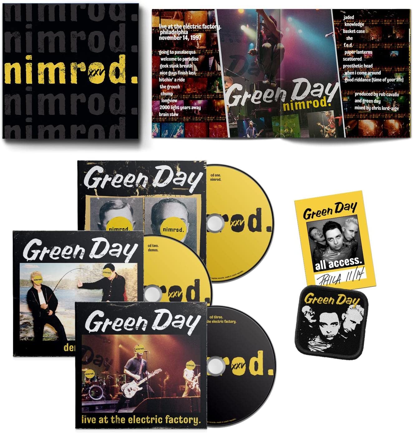 Green Day’s “Nimrod” 25th Anniversary 3CD deluxe edition album packaging.