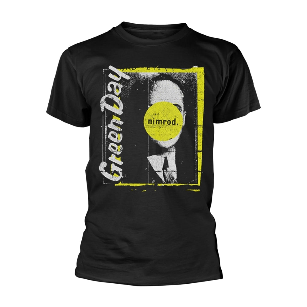Black t-shirt with Green Day’s “Nimrod” album art graphic.