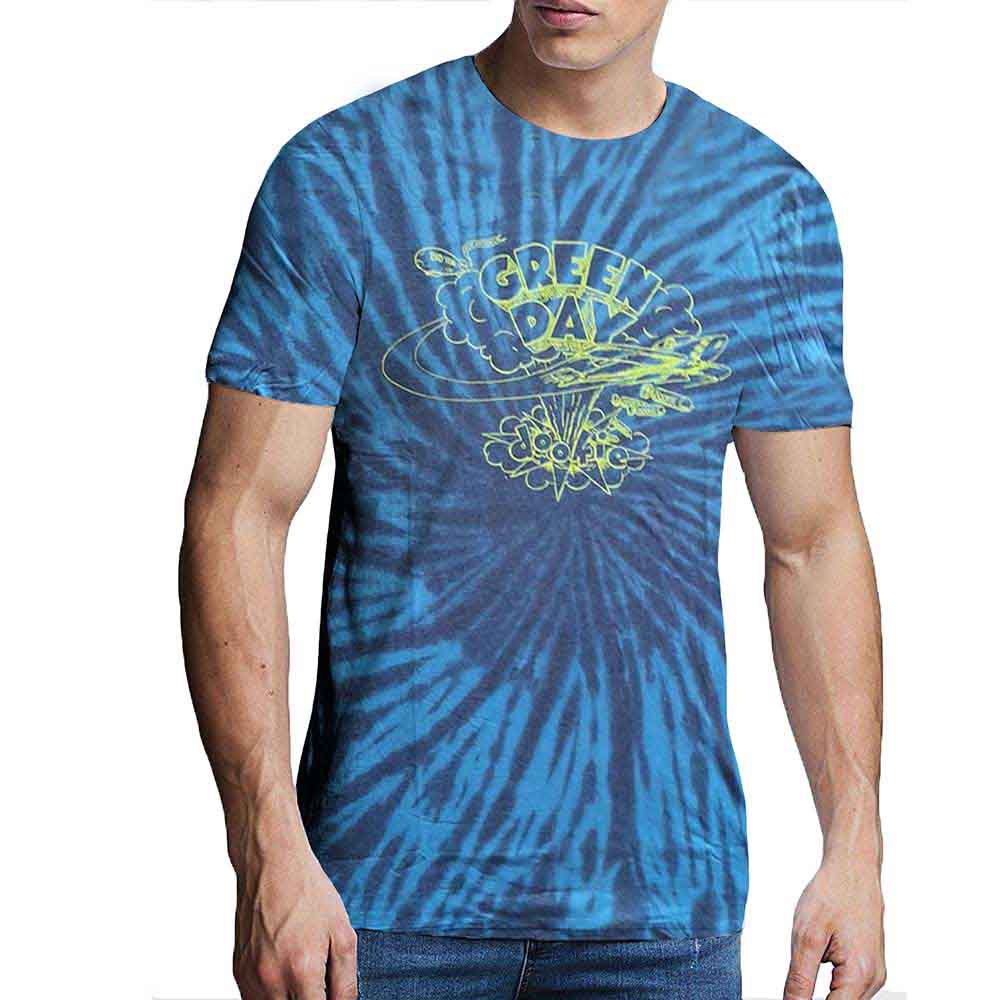 Dip-dye green t-shirt with black line art depicting Green Day’s *Dookie* album imagery.