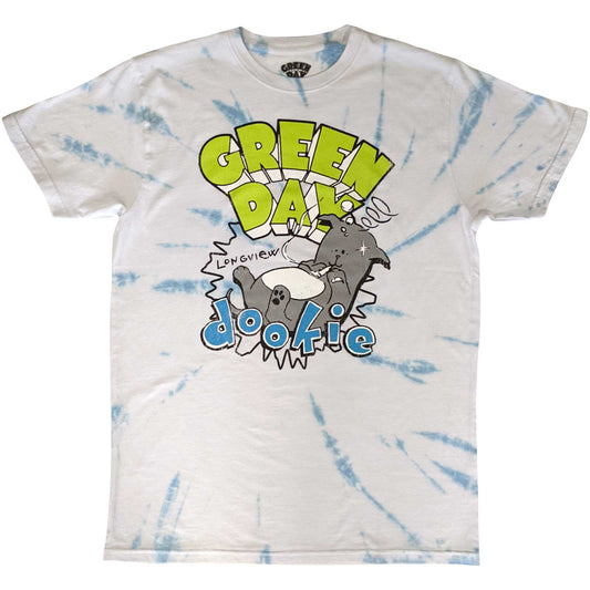 Green Day Dookie album-themed t-shirt, washed effect, size X-Large.