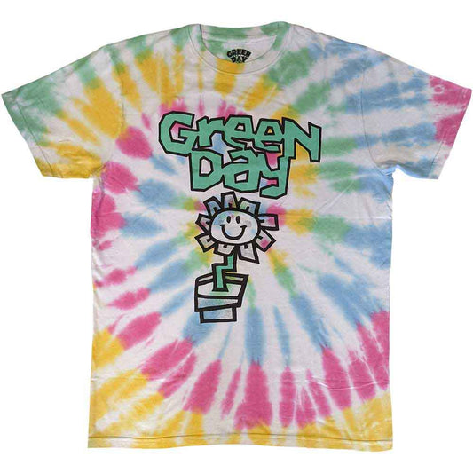 Green Day t-shirt, floral design in washed style, size X-Large.