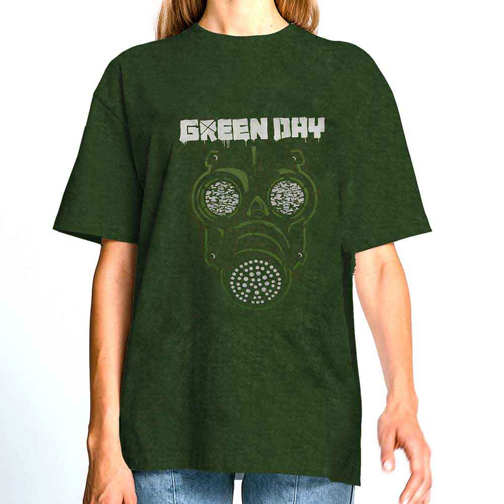 Green Day t-shirt, XX-Large, with a dip-dye effect and gas mask graphic.