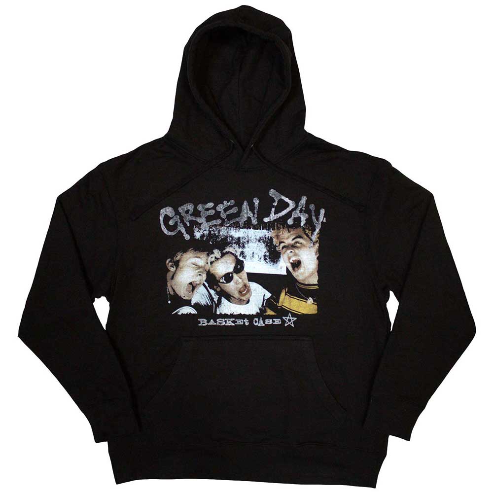 Green Day “Basket Case” logo on a medium-sized, unisex pullover hoodie.