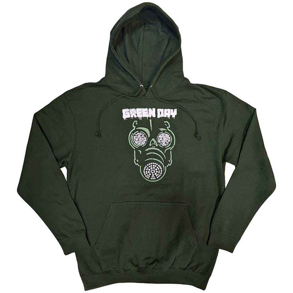 Green hoodie with Green Day's "Green Mask" artwork, medium size.