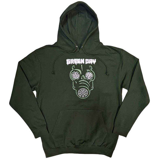 Green hoodie with Green Day's "Green Mask" artwork, medium size.