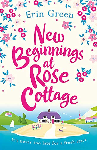 Book cover with pink title, cottage illustration, and floral accents.