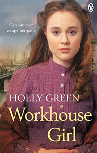 Book cover: young woman in period clothing, industrial cityscape background.