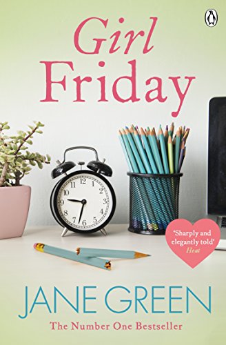 Book cover: "Girl Friday" by Jane Green, with desk objects.