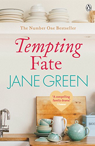 Book cover, "Tempting Fate" by Jane Green, with kitchen still life.