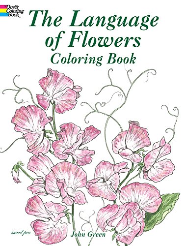 Cover of coloring book featuring detailed illustrations of pink sweet pea flowers.