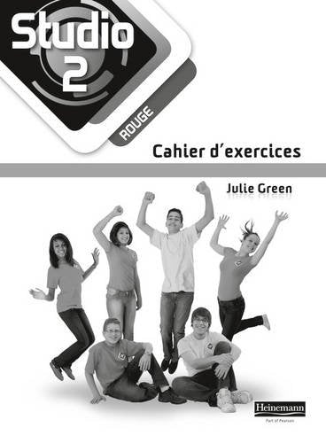 Studio 2 Rouge French workbook cover with students raising arms.