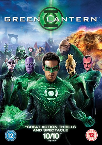 "Green Lantern DVD cover featuring Ryan Reynolds as the superhero in a green costume."