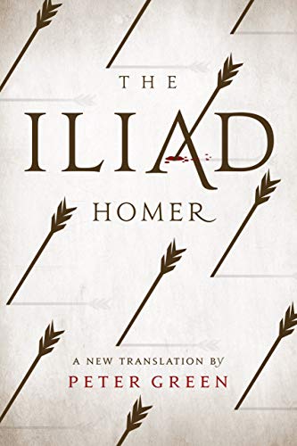Book cover for "The Iliad" with arrows and bold title text.