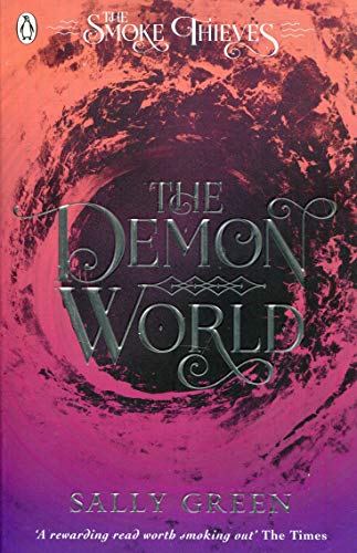 Book cover for The Demon World by Sally Green with swirling purple and orange background.