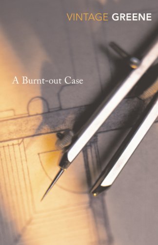 Book cover: "A Burnt-out Case" by Graham Greene with drafting tools.