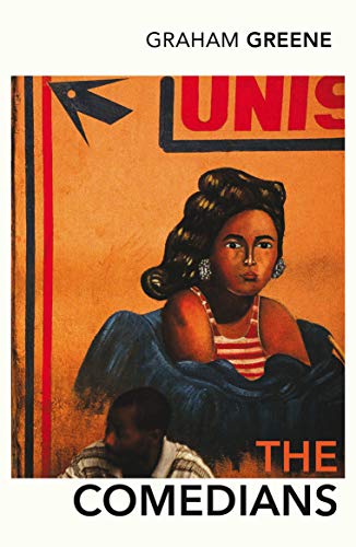 Book cover for “The Comedians” by Graham Greene, featuring a portrait.
