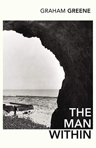 Book cover: "The Man Within" by Graham Greene, coastal scene.