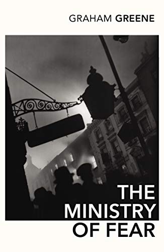 Book cover for The Ministry of Fear by Graham Greene featuring a moody street scene.
