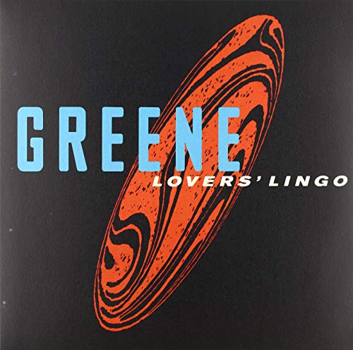 Vinyl record cover: "Greene - Lovers' Lingo" with abstract orange swirl.