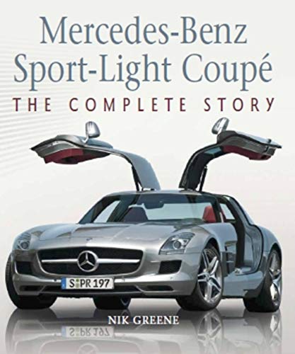 Silver Mercedes-Benz SLR McLaren with gullwing doors, book cover.