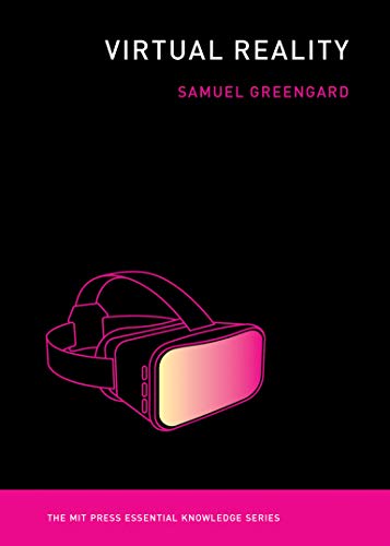 Black book cover with pink outline of VR headset, title "Virtual Reality".