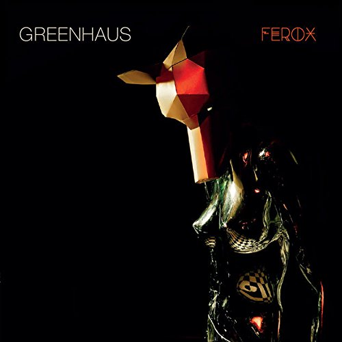 Dark album cover with geometric sculpture and shadowy figure.