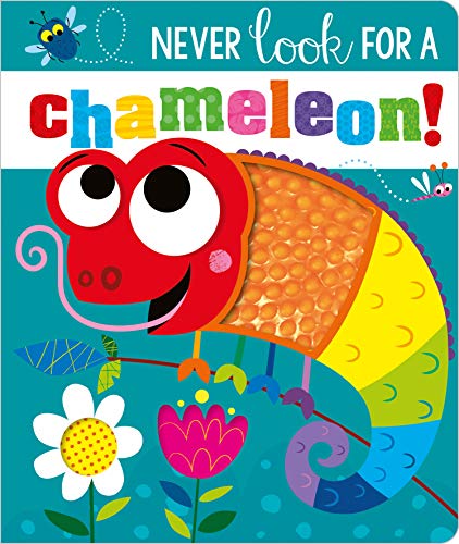 Colorful children’s book cover featuring a cartoon chameleon with textured skin.