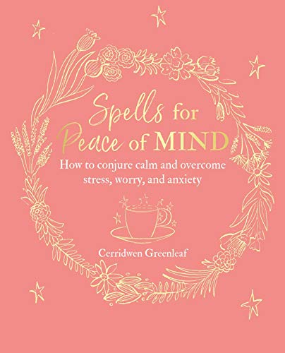 Book cover with gold floral wreath, teacup illustration, and text on a pink background.