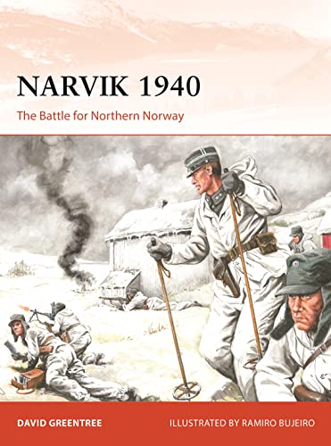 Book cover depicting soldiers in a snowy landscape during the Battle of Narvik.