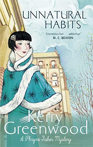 Book cover: illustrated woman in teal dress, city buildings background.