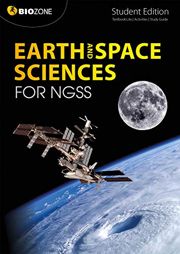 Textbook cover: "Earth and Space Sciences for NGSS" with moon and space station.