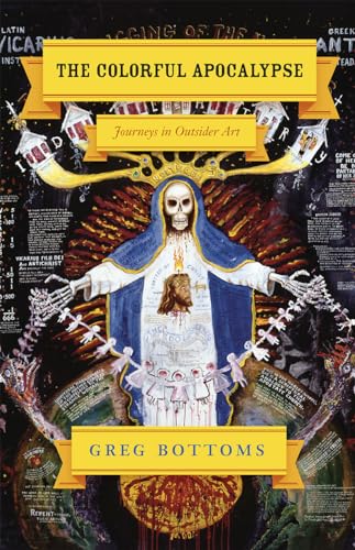 Book cover featuring a surreal, colorful image of a skeletal figure with religious iconography.