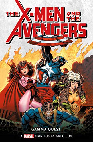Comic book cover featuring X-Men and Avengers characters amidst flames.