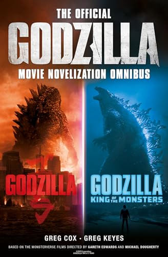 Book cover featuring Godzilla facing another monster, city skyline below.