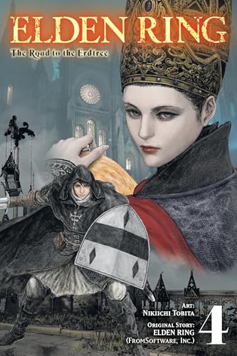 Manga cover featuring a cloaked warrior and a regal figure against a gothic background.