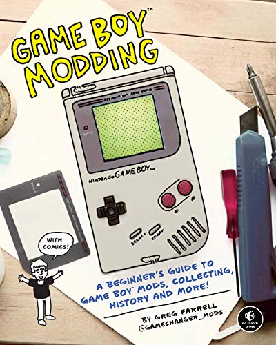 Book cover featuring a classic grey Game Boy and modding tools.