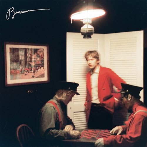 Album cover for Greg Freeman's "Burnover" featuring a man and figures in red.
