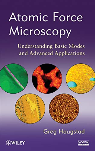 Book cover: "Atomic Force Microscopy" with microscopic images and purple background.