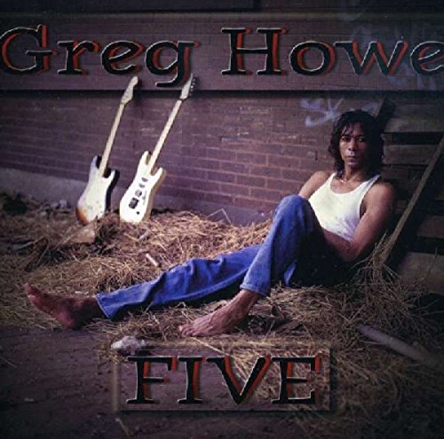 Greg Howe album cover featuring guitarist with two guitars, titled "Five".