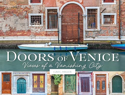 Book cover featuring Venetian doors, a canal, and a small boat.